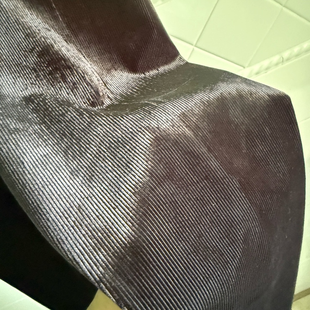 Black Ribbed Thick Shiny Legging Pants